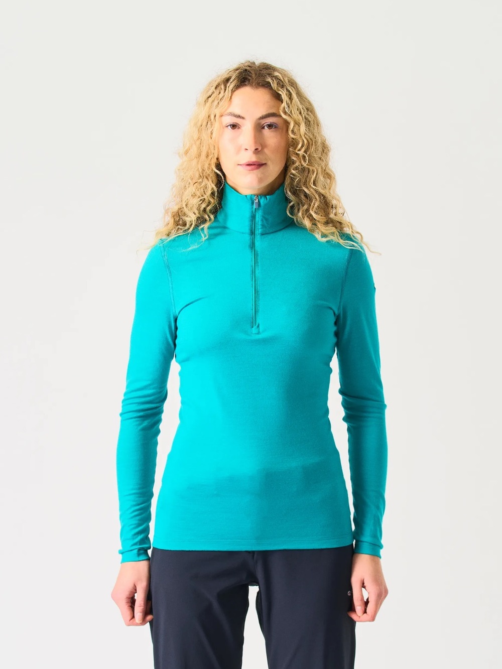 Icebreaker bodyfit 200 Oasis half zip long sleeve teal blue 100% merino wool S